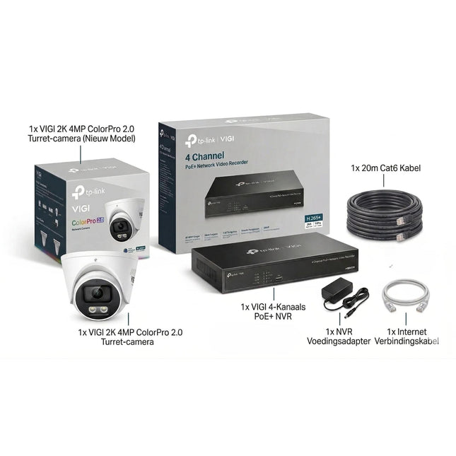Beveiligingscamera set VIGI ip-camera.live VIGI Insight S445S 2K 4MP ColorPro 2.0 Turret Camera 2.8MM of 4MM