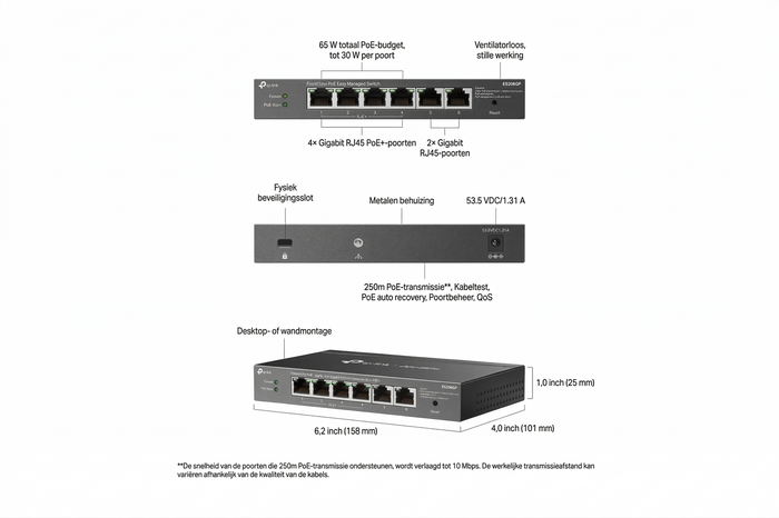 ES206GP Omada 6-Port Gigabit Easy Managed PoE+ Switch