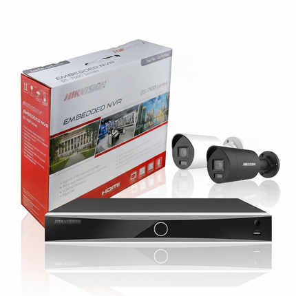 Beveiligingscameraset Hikvision beveiligingscameraset Bullet 2K 4MP ColorVu (24/7 kleurenbeeld) + microfoon
