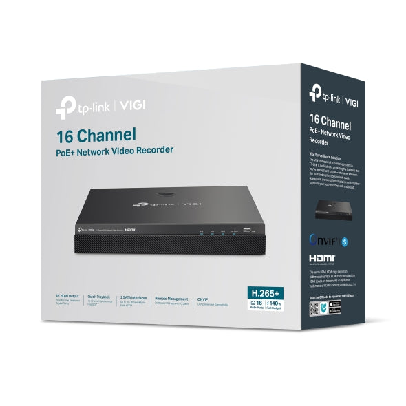 ip-camera.live VIGI NVR2016H-16MP 16 kanaals PoE+ NVR 140 watt PoE voor het zware werk