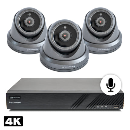 4K 8MP UHD Beveiligingscamera set dome met Sony Cmos en microfoon