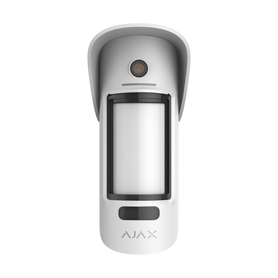 Ajax MotionCam Outdoor HighMount PhOD Jeweller wit, draadloze buiten Pircam 15m, 2 tot 4m hoogte, fotoverificatie bij alarm en op aanvraag, IP55
