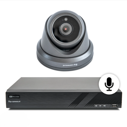 4K draadloze camera set dome zwart met Sony 8MP Cmos en microfoon