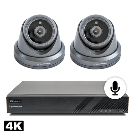 4K 8MP UHD Beveiligingscamera set dome met Sony Cmos en microfoon